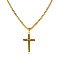 Load image into Gallery viewer, 14K Solid Gold Small Cross Pendant Necklace 2mm Wheat Chain 20" – Cross Necklace for Men, Women & Teens