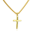 Load image into Gallery viewer, 14K Solid Gold Small Cross Pendant Necklace 2mm Wheat Chain 20" – Cross Necklace for Men, Women & Teens