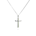 Load image into Gallery viewer, Figaro Link Chain with Cross in 14K White Gold Charismatic 2mm Thin Chain, 22" Length Unisex
