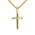 Load image into Gallery viewer, 14K Solid Gold Small Cross Pendant Necklace 2mm Wheat Chain 20" – Cross Necklace for Men, Women & Teens