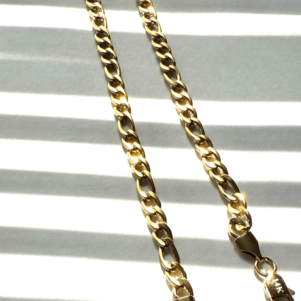 14K real gold-filled Figaro chain necklace showcasing elegant shine and durable design.