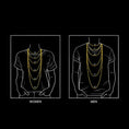 Load image into Gallery viewer, Necklace length guide for 20" and 22" chains shown on women's and men's silhouettes.
