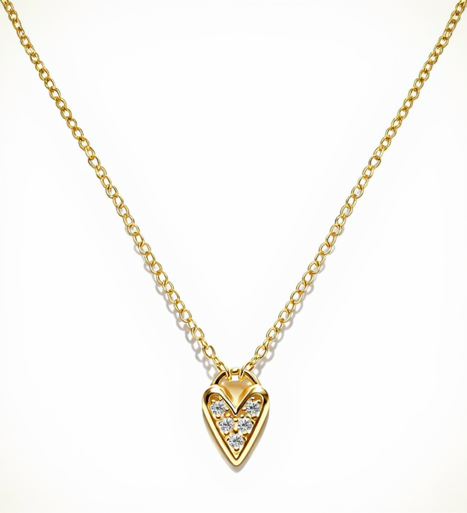 Gift Heart Necklace — In 14k Gold, 18″ Chain, Timeless Romance