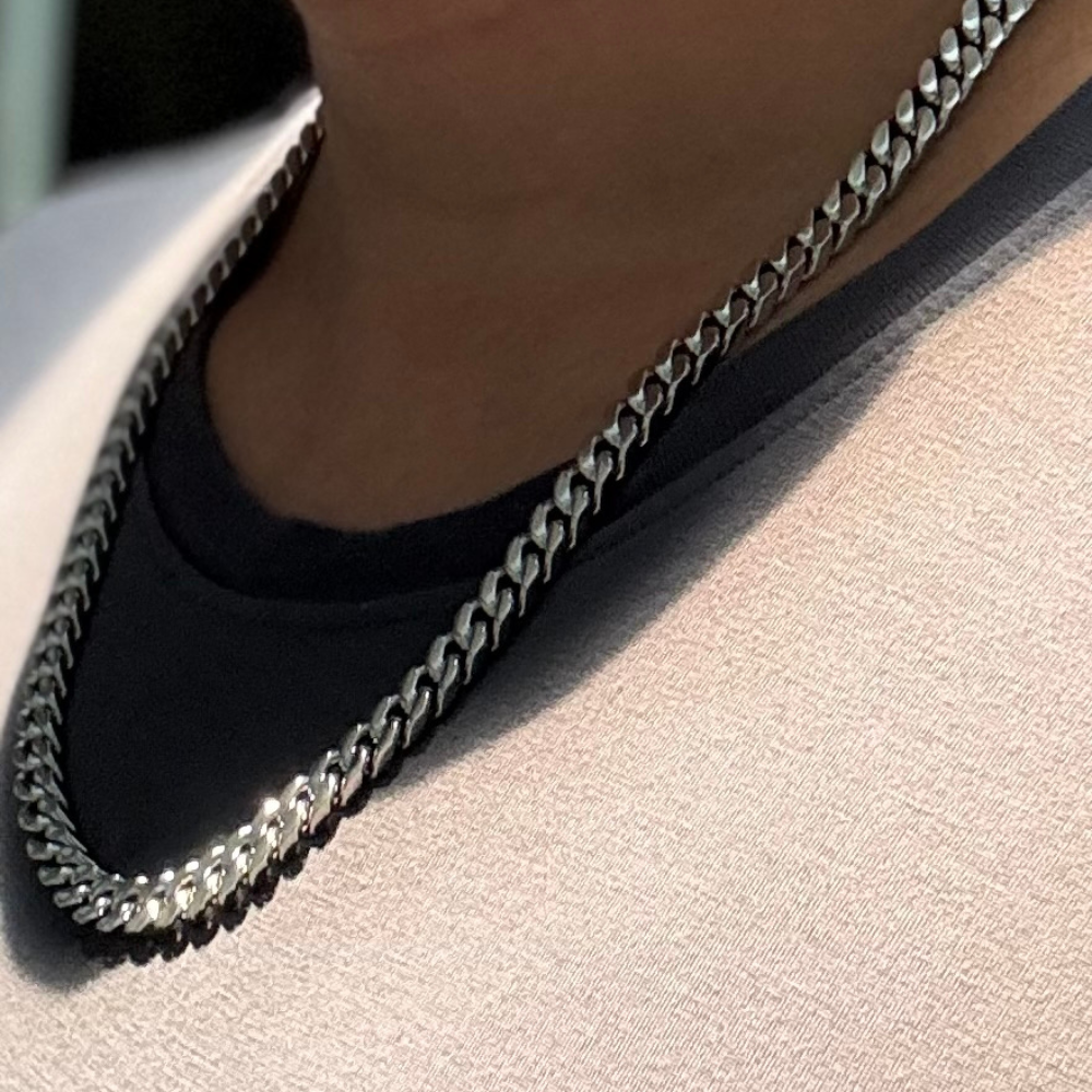 14K White Gold Filled Miami Cuban Link Chain