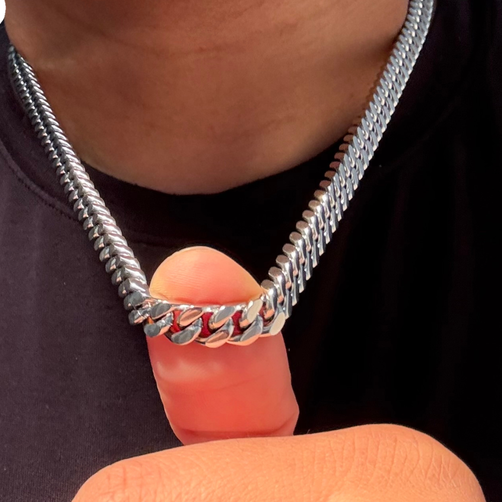 Miami Cuban Link Chain 14K White Gold Filled – 7mm, 22", Box Lock with Safety Latches
