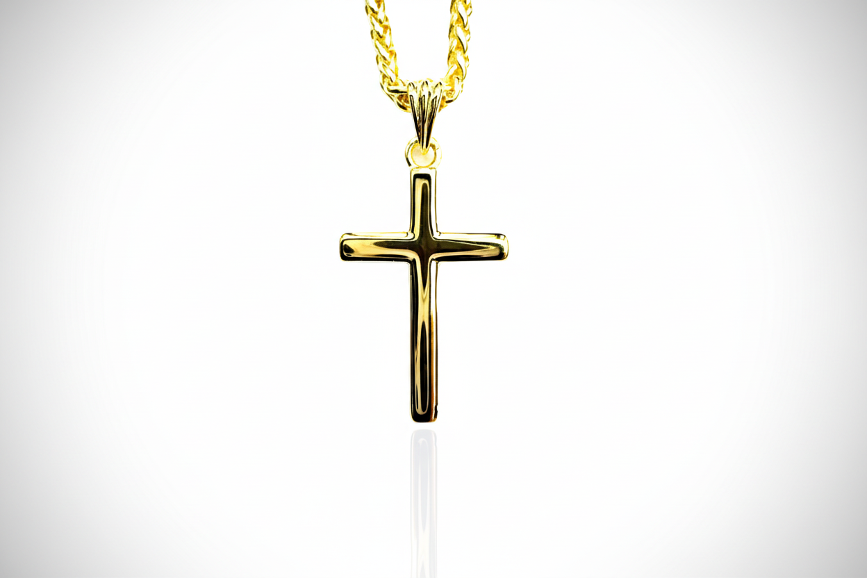 Solid 14K Wheat Cross Necklace