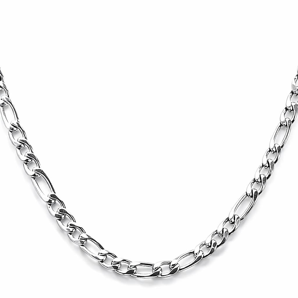 Figaro Link Chain in 14K White Gold – 5mm, Unisex, Durable Strong Clasp