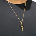 Load image into Gallery viewer, Figaro Link Crucifix Necklace in 24K Yellow Gold – 2mm, 20",22" - Unisex
