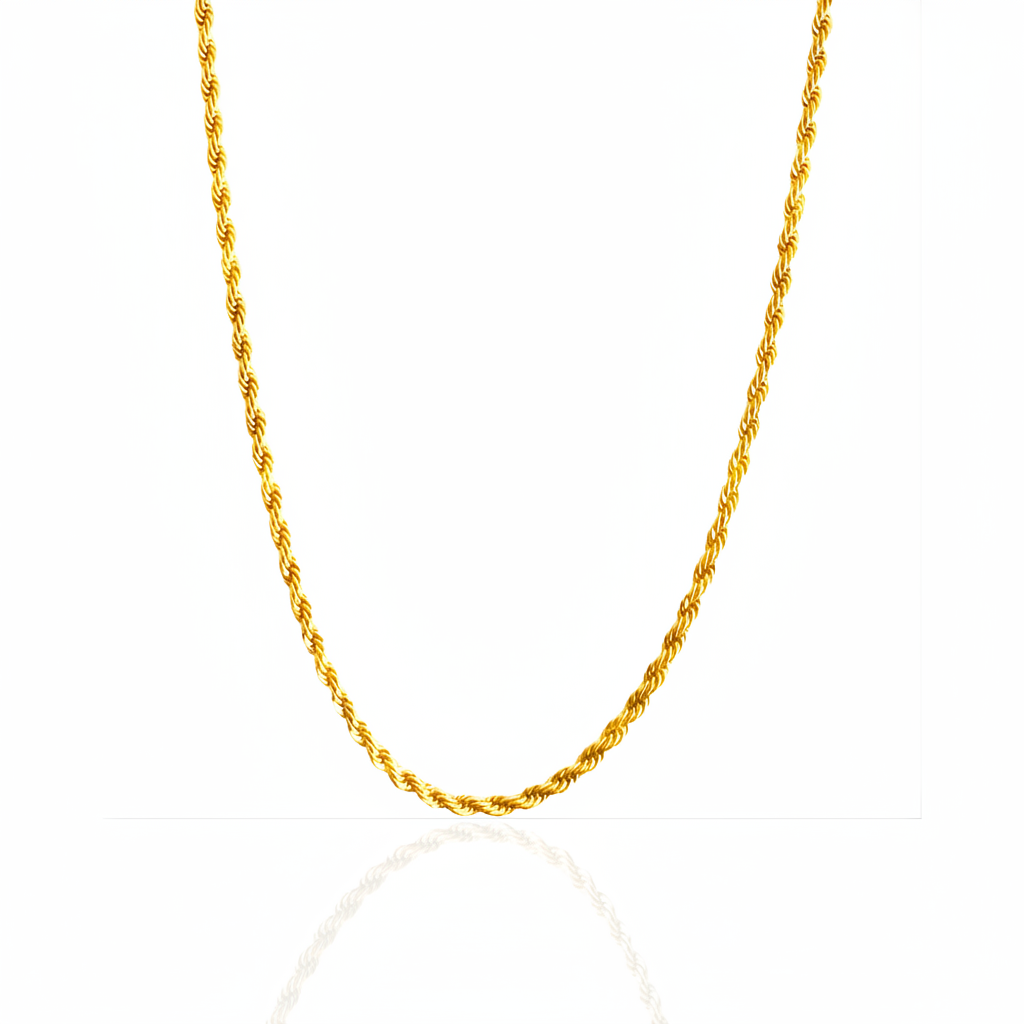 3mm Miami Diamond-Cut Rope Chain – 24K Gold Plated 18", 20"