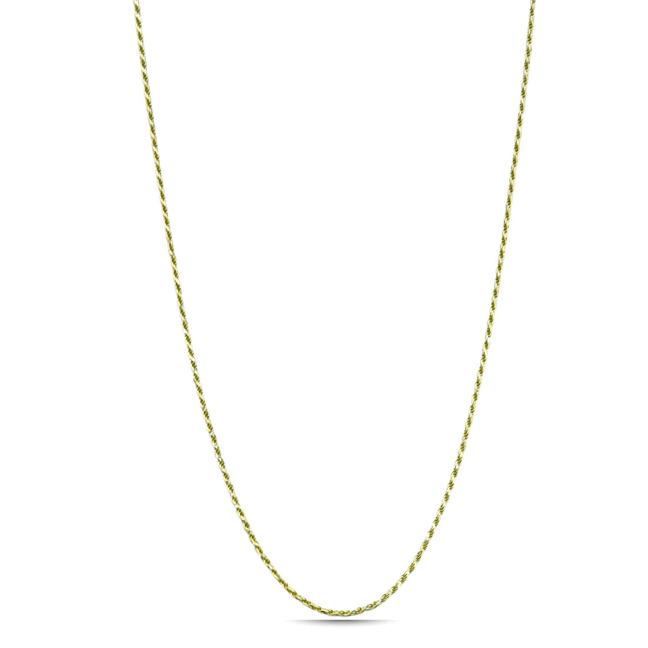 10K Solid Yellow Gold 1.5mm Diamond-Cut Rope Chain Necklace – 20"