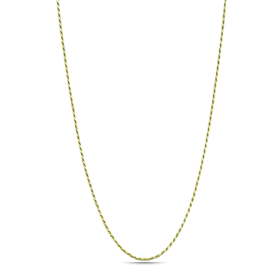 10K Solid Yellow Gold 1.5mm Diamond-Cut Rope Chain Necklace – 20"