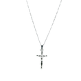 Load image into Gallery viewer, 14k white gold filled crucifix necklace, 22-inch chain, elegant cross pendant for men and women.
