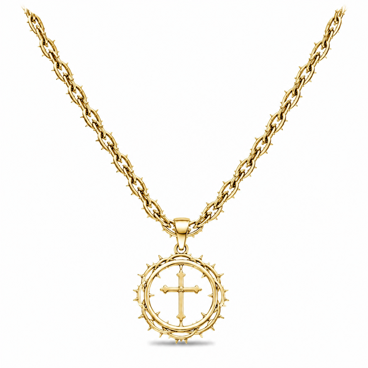 Thorn of Grace 14K Gold Cross Necklace