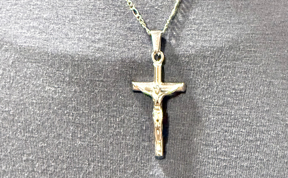 Crucifix Necklace Cross Necklace in 14K White Gold Filled, Unisex - 20",22"