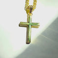 Load and play video in Gallery viewer, 14K Solid Gold Small Cross Pendant Necklace 2mm Wheat Chain 20" – Cross Necklace for Men, Women & Teens
