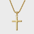 Load and play video in Gallery viewer, 14K Solid Gold Small Cross Pendant Necklace 2mm Wheat Chain 20" – Cross Necklace for Men, Women & Teens
